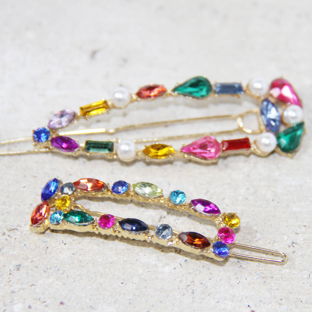 Set Of Two Jewelled Hair Clips By BRAID & BOW