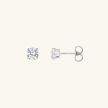 Solitaire Stud Earrings Silver, 2 of 5