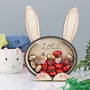 Personalised Wooden Easter Bunny With Gold Foiled Eggs, thumbnail 3 of 12
