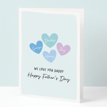 Personalised Three Hearts Father's Day Card, 5 of 5