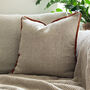 Terracotta Edge Linen Cushion Cover, thumbnail 1 of 5