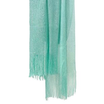 Aquamarine Viscose Metallic Wrap Scarf, 4 of 5