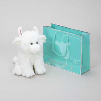 Cream Highland Cow Soft Toy+Personalised Horn+Gift Bag, 3 of 5