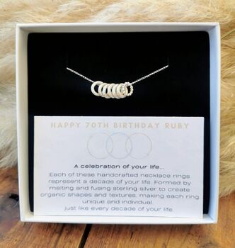 Handmade Sterling Silver 70th Birthday Necklace, 3 of 11