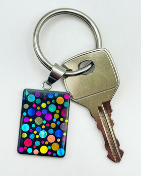 Rectangle Disco Keyring With Colourful Sparkles, 4 of 8