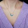 Turquoise Crescent Moon Necklace In Gold Vermeil, thumbnail 1 of 4