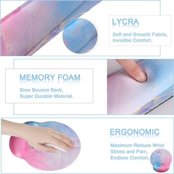 Blue Pink Keyboard And Mouse Wrist Rest Pad Set, 5 of 6
