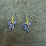 Iris Blue Flower Earrings And Necklace Set, Gold Tone, thumbnail 5 of 6