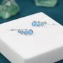 Sterling Silver Blue Opal Cluster Crawler Earrings, thumbnail 2 of 11