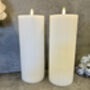 23cm White Ribbed LED Pillar Candle – Real Wax, thumbnail 7 of 12