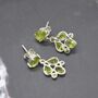 Peridot Earrings: Silver, Floral Dangle Drop, thumbnail 7 of 8