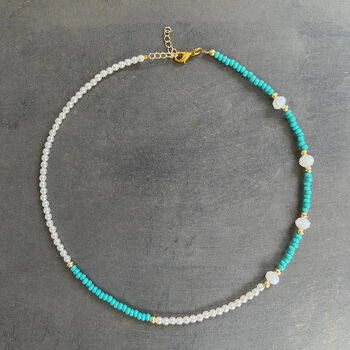 Turquoise And White Bead Necklace, 2 of 5