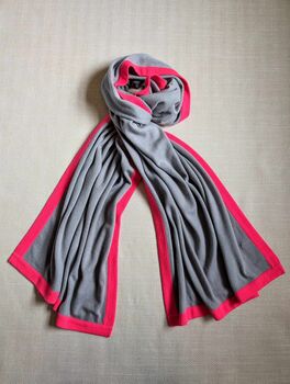 Personalised Grey Neon Pink 100% Cashmere Wrap Gift, 6 of 8