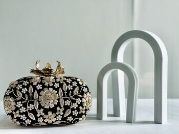 Roselyn Black Embroidered Clutch Bag In A Gift Box, 2 of 6