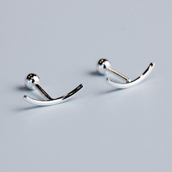 Sterling Silver Curved Screw Back Stud Earrings, 2 of 4