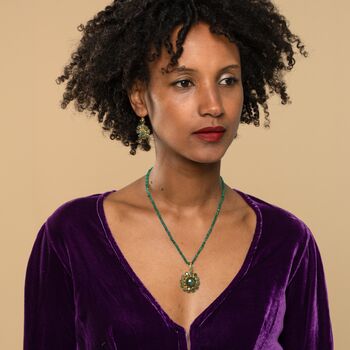 Green Onxy Gold Plated Statement Pendant, 2 of 4