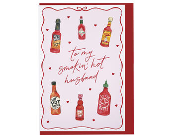 Hot Sauce Valentines Day Card For Husband In Spicy Pink Design, 3 of 3