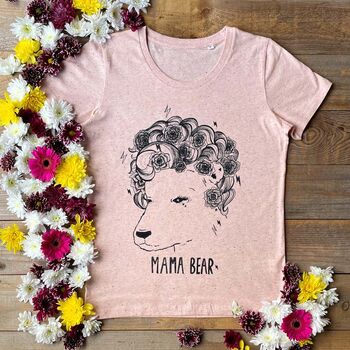 Mama Bear Flowers Women's Organic T Shirt, 3 of 4