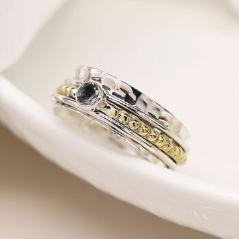 Personalised Sterling Silver Blue Topaz Spinning Ring, 2 of 12