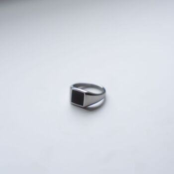 Square Signet Onyx Ring Polished Steel Ring For Men, 2 of 12