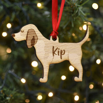 Beagle Personalised Dog Wooden Christmas Decoration, 4 of 7