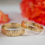 Bark Effect Wedding Bands In 18ct Yellow Eco Gold, thumbnail 3 of 10