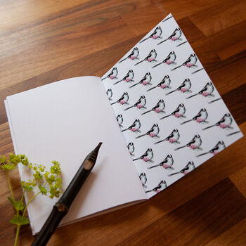 Inky Long Tailed Tit Eco A6 Notebook, 4 of 7