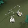 Aster Flower Drop Hook Earrings In Sterling Silver, thumbnail 4 of 10