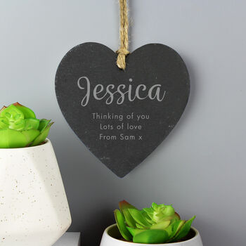Personalised Message Slate Heart Hanging Decoration, 2 of 4