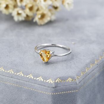 Genuine Yellow Citrine Ring In Sterling Silver, Us Five Eight, 3 of 11