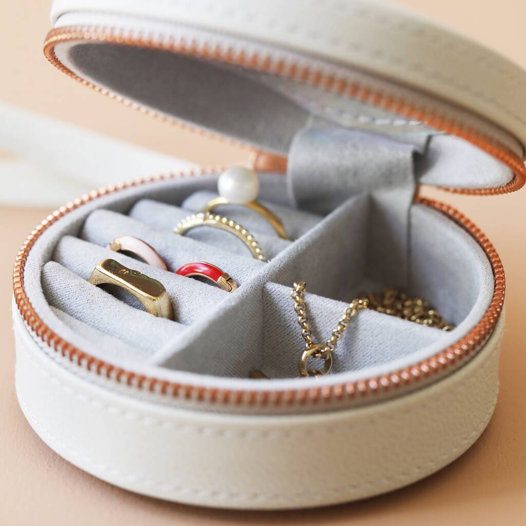 Personalised Mini Round Travel Jewellery Case By Lisa Angel