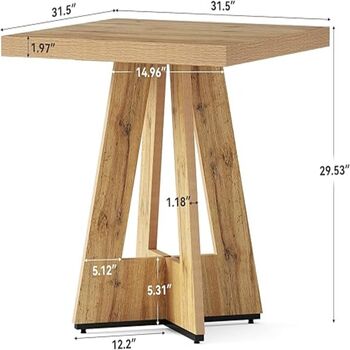 Tribesigns Square Dining Table For Four 80 X 80 X 75 Cm, 8 of 8