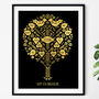 50th Golden Wedding Anniversary Foil Family Tree Print, thumbnail 1 of 10