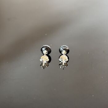 Silvery Blue Fused Glass Sterling Silver Stud Earrings, 4 of 9