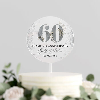 60th Diamond Anniversary Cake Topper, 3 of 5