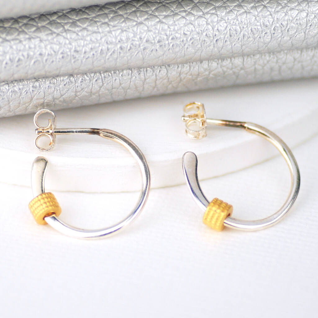 14ct Gold Plated Spacer Hoop Earrings By Penelopetom