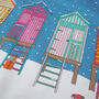 Norfolk Beach Huts Christmas Tea Towel, thumbnail 2 of 3