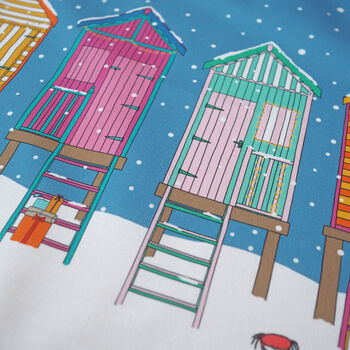 Norfolk Beach Huts Christmas Tea Towel, 2 of 3