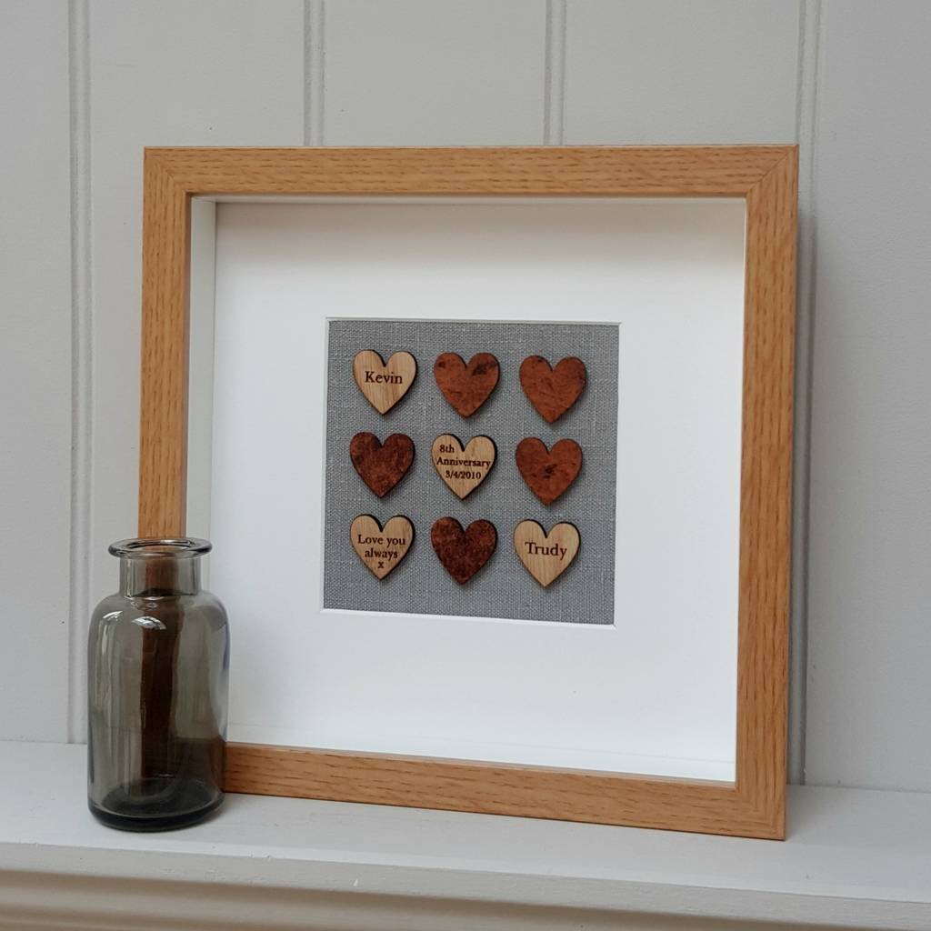 Bronze Oak Hearts 8th And 19th Wedding Anniversary By Little Foundry Notonthehighstreet Com