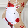 Personalised Hessian Tartan Reindeer Christmas Stocking, thumbnail 5 of 5