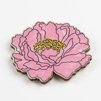 Wooden Peony Magnet, 2 of 5