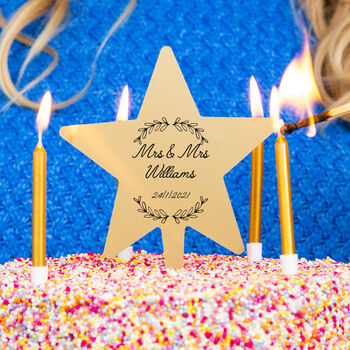 Personalised Mr And Mrs Wedding Star Cake Topper, 2 of 7