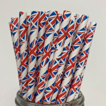 Union Jack Paper Straws Box Of 30 Straws, 2 of 4