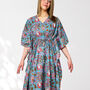 Bright Blue And Pink Floral 100% Cotton Kaftan, thumbnail 1 of 7