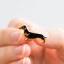 Miniature Dachshund Gold Plated Enamel Pin Badge, thumbnail 2 of 10