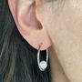 Oval Sterling Silver And Pearl Hoops, thumbnail 2 of 3
