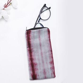 100% Silk Glasses Case Tie And Dye Grey And Maroon, 2 of 2