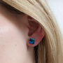 Blue Leather Cube Earrings, thumbnail 4 of 4