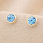 Gold Plated Sterling Silver Aquamarine Stud Earrings, thumbnail 1 of 6