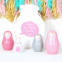 Pink Nesting Dolls, Bunny Chime With Personalised Bag, thumbnail 1 of 4